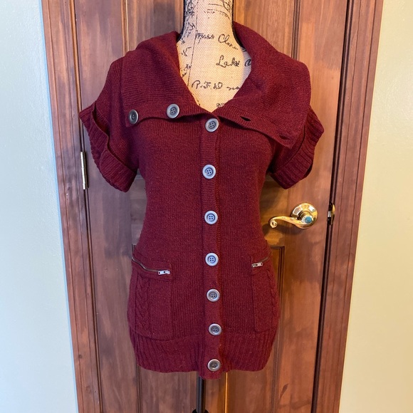 Dress Barn Sweaters - Dress Barn burgundy cardigan M